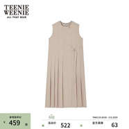 Teenie Weenie小熊女裝春夏知識分子寬松無(wú)袖百褶連衣裙收腰氣質(zhì)裙 卡其色 L