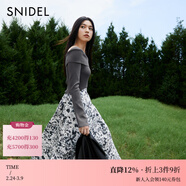 SNIDEL【明星同款】秋冬氣質(zhì)翻領(lǐng)露肩針織拼接連衣裙SWNO244121 灰色 均碼 （F）