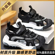 361兒童涼鞋男童包頭2026夏季新款男孩網(wǎng)面防滑運動(dòng)沙灘鞋中大童 黑色【升級款更防滑耐磨】 28