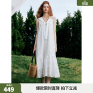 ELLE【明星同款】拾貝少女海軍領(lǐng)連衣裙女2025夏季新款減齡小白裙 白色 M