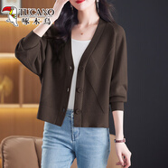 啄木鳥(niǎo)（TUCANO）初春v領(lǐng)針織短款開(kāi)衫蝙蝠毛衣外套2026年新款寬松外搭薄款小披肩 咖色 M 85-95斤