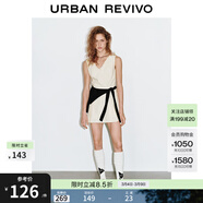 UR春季新款女裝拼接蕾絲V領(lǐng)超短款連衣裙UYY750036 米白 (領(lǐng)口偏低) L