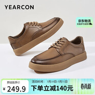 意爾康皮鞋男商務(wù)休閑鞋簡(jiǎn)約系帶英倫紳士軟底平底鞋 96835W 黃棕 43 