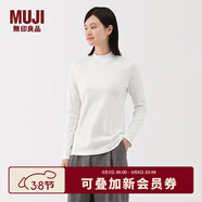 MUJI女式 起毛羅紋編織半高領(lǐng)長(cháng)袖T恤上衣打底衫女款內搭春秋女裝條紋 白色 5A M （160/84A）