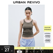 UR秋季新款女裝簡(jiǎn)約休閑百搭短款修身無(wú)袖T恤UWB450047 深棕色 S