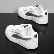 花花公子潮牌休閑板鞋女鞋新款春夏校園學(xué)生小白鞋子情侶款厚底德訓鞋 S230白銀 39