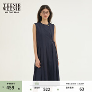 Teenie Weenie小熊女裝春夏知識分子寬松無(wú)袖百褶連衣裙收腰氣質(zhì)裙 藏青色 XS