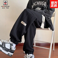 AEMAPE運動(dòng)休閑褲子女春秋冬新款高街vibe美式直筒長(cháng)褲寬松垂感束腳衛褲 黑色(束腳褲) 薄款 5XL