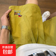 美式臘腸狗刺繡短褲男女夏季新款潮牌青少年運動(dòng)褲休閑外穿五分褲 綠色 2XL