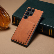 佑瑟三星S20/S21/S22/S23/S24/S25超薄+支架Ultra一體卡包Plus仿皮FE手機殼Edge插卡5G身份證Note10/20 【D08支架款-復古棕】 三星Galaxy Note20