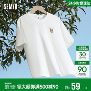 森馬（Semir）【多彩涼感T】短袖t恤女夏中長(cháng)款寬松舒適刺繡上衣109324100007