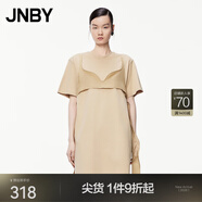 JNBY/江南布衣春夏新款連衣裙淑女A型純棉寬松圓領(lǐng)短袖5O4G13690 250/卡其 M
