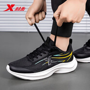 特步（XTEP）男鞋運動(dòng)鞋春季網(wǎng)面透氣跑步鞋男士輕便跑鞋男學(xué)生舒適時(shí)尚休閑鞋 黑橙綠 40 【官方正品 假一賠十】