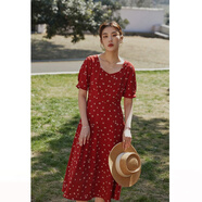 獨束大碼女裝法式小翻領(lǐng)連衣裙女夏季新款遮肉顯瘦雪紡裙子 方領(lǐng) XL （尺碼：3）