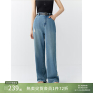 自巧小個(gè)子直筒破洞牛仔褲女2024夏季新款長(cháng)褲高腰顯瘦闊腿褲子 牛仔藍 S (3碼)
