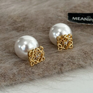 恒久葉秋冬老花后掛式咖啡珍珠耳釘輕奢感耳環(huán)兩戴款氣質(zhì)耳飾 老花經(jīng)典白珍珠_(kāi)一對_S925銀針