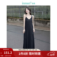 茵曼（INMAN）薄荷曼波法式碎花吊帶連衣裙套裝2025春秋季女裝新品氣質(zhì)長(cháng) 黑色 L