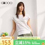 G2000【可機洗】G2000女裝SS24商場(chǎng)新款柔軟舒適透視條紋短袖針織衫 輕薄 -香草白寬松毛衣22寸 S