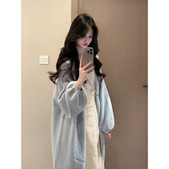 歌弗婭巨好看的秋裝一整套裝女甜美小香風(fēng)粉色中長(cháng)款外套搭配包臀連衣裙 藍色開(kāi)衫+連衣裙 【兩件套】 M