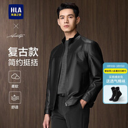 HLA海瀾之家?jiàn)A克男輕商務(wù)時(shí)尚PU純色立領(lǐng)外套男秋新年