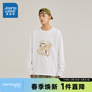 真維斯（Jeanswest）春季新款男士220G純棉長(cháng)T恤印花圖案JR 白210A M 170/92A