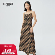 深呼吸DEEP BREATH女裝無(wú)袖花色高腰吊帶連衣裙A500241 黑棕 M (3)