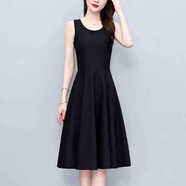 弗依郝無(wú)袖連衣裙背心長(cháng)裙女夏雪紡打底裙大碼胖MM寬松顯瘦氣質(zhì)內搭吊帶 7566短款(單層) M