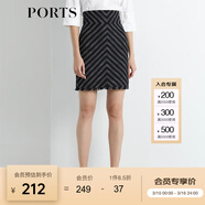 PORTS寶姿  新品商場(chǎng)同款女裝條紋高腰半身裙通勤顯瘦SN8S007HFD014 黑色 M (6)