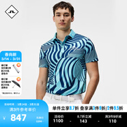 金林德伯格（J.Lindeberg）商場(chǎng)同款GOLF活力彈力全身印花短袖polo衫翻領(lǐng)T恤男52433Z011進(jìn)口 KFA波紋香檳藍 2XL