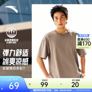 安踏（ANTA）多彩T | 短袖T恤男女夏季圓領(lǐng)上衣情侶同款吸濕排汗寬松休閑短T 【經(jīng)典logo】亞麻灰8103-12 M 男170/女165