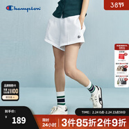 Champion冠軍短褲女2025春季新款學(xué)院風(fēng)運動(dòng)褲美式潮流短衛褲熱褲 白色 S