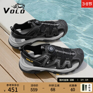 VOLO犀牛涼鞋男士夏季新款沙灘鞋網(wǎng)面透氣戶(hù)外防滑旋鈕扣溯溪鞋 黑色 40