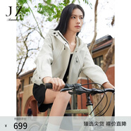 玖姿·安娜蔻休閑戶(hù)外山系運動(dòng)風(fēng)工裝連帽短款風(fēng)衣女2025春款 米白 M