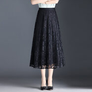 夏典素訂女王（SE.PSTP）黑色女士歐根紗半身裙女夏紗裙小個(gè)子長(cháng)裙網(wǎng)紗半裙媽媽日單短裙 鳳尾花（裙長(cháng)78cm） 3XL 腰圍2尺4