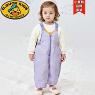 G.duck折扣兒童羽絨褲男童女童羽絨背帶褲冬季加厚嬰兒羽絨褲寶寶內外穿 壓膠紫色【內里加絨】 90 cm