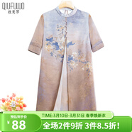 秋芙羅母親節禮物送媽媽夏裝國風(fēng)連衣裙中老年人女裝50歲60洋氣裙子衣服 淺咖色 3XL 180/100A【建議115-130斤】