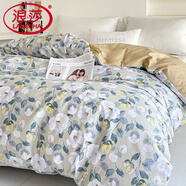 浪莎（LangSha）全棉被套單件純棉被罩單人高支高密印花單被套雙人親膚裸睡被子套 全棉面料-花開(kāi)琉璃 220x240cm單被套