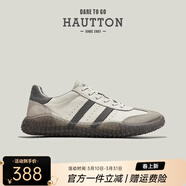 皓頓（HAUT TON）男鞋休閑鞋頭層牛皮百搭小白鞋軟底運動(dòng)健步鞋潮流新款阿甘鞋子男 白灰色 40 適合運動(dòng)鞋41碼