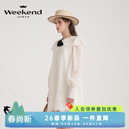 卓雅周末（JORYA weekend）2024春季新款宮廷風(fēng)娃娃領(lǐng)蝴蝶結刺繡鏤空連衣裙EJWEAC11 米白 S