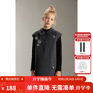 ELLE KIDS童裝  手工釘珠娃娃領(lǐng)羊毛背心裙女童冬季復古疊穿連衣裙 灰色 165 (M)