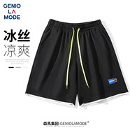 GENIOLAMODE短褲男寬松運動(dòng)休閑五分褲簡(jiǎn)約系帶百搭男士短褲
