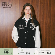 Teenie Weenie小熊春季學(xué)院風(fēng)休閑紅色棒球服保暖棉服棉襖外套女裝 黑色 S (160)