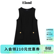 ELAND衣戀秋季連衣裙女圓領(lǐng)學(xué)院風(fēng)A字版型背心連衣裙 黑色(19)Black S