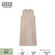 Teenie Weenie小熊女裝春夏知識分子寬松無(wú)袖百褶連衣裙收腰氣質(zhì)裙 卡其色 S