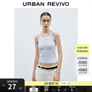 UR秋季新款女裝簡(jiǎn)約休閑百搭短款修身無(wú)袖T恤UWB450047 粉藍 M