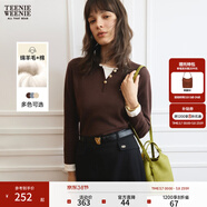 Teenie Weenie【含綿羊毛】小熊女裝毛針織衫春秋款假兩件撞色毛衣 棕色 M