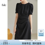范思藍恩黑色氣質(zhì)通勤短袖連衣裙女夏季短袖法式收腰顯瘦裙子2038 氣質(zhì)黑 S