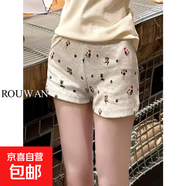韓版可愛(ài)小狗印花短褲女春夏季新款顯瘦辣妹簡(jiǎn)約休閑熱褲可外穿 1161淺灰色 L 【建議100-110斤】