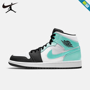 耐克（NIKE）aj1男鞋 Air Jordan 1 mid 喬1中幫男子灰白黑休閑運動(dòng)籃球鞋 554724-132 綠 42