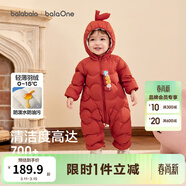 巴拉巴拉童裝嬰兒連體衣輕薄羽絨服寶寶衣服2025冬裝抱衣爬服男童女童萌趣 紅色糖葫蘆-白鴨絨 90 cm-充絨量47g